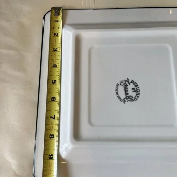 Brunelli Italy PURPLE Chef 10.25″ Square Ceramic Plate  Pattern Vintage Italian - Picture 8 of 9